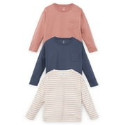 Little Star Organic Toddler Girls 3 Pk Long Sleeve Tees, 12M-5T